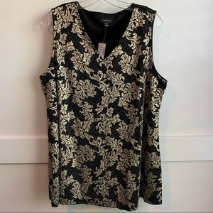 NWT Cocomo Gold & Black Sleeveless Blouse